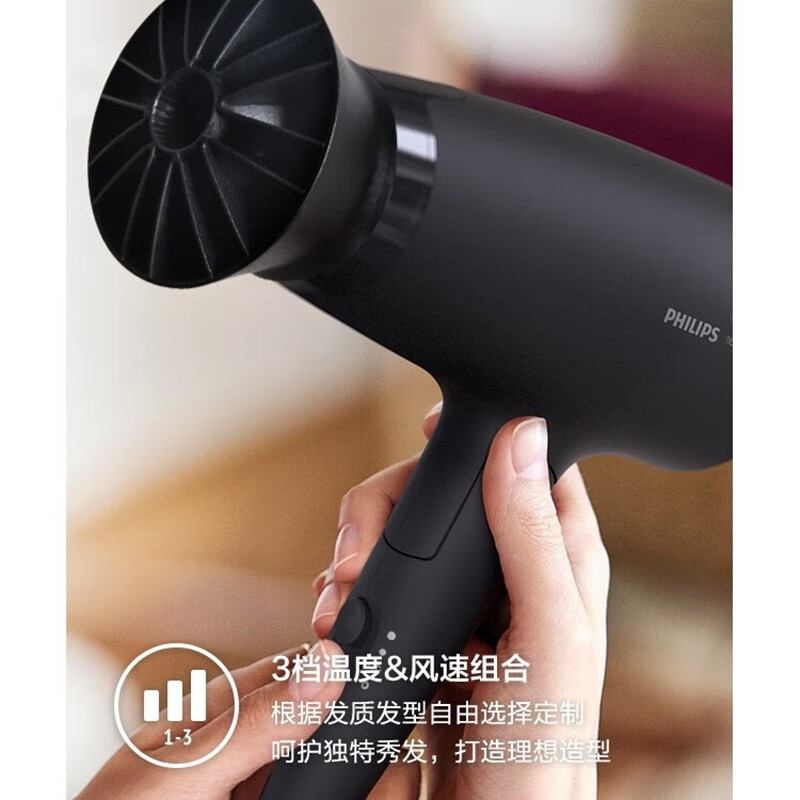 飞利浦电吹风机家用电吹风筒大功率速干风筒1600W 便携可折叠 BHD308/05高清大图