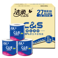 洁柔 卷纸 布艺圆点系列 三层280节*27卷 有芯卷筒 卫生纸