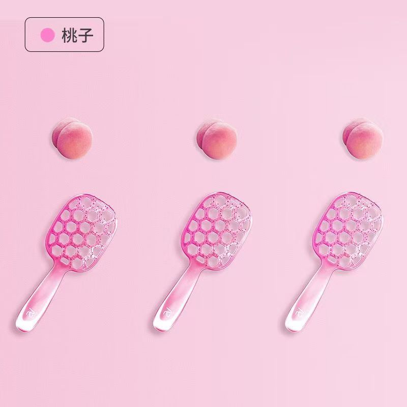 沙宣梳子防静电软针排骨梳顺直发梳镂空干湿两用按摩梳 沙宣樱桃粉发梳高清大图