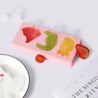 雪糕模具做冰淇淋冰棍冰棒家用硅胶DIY自制模具冻冰块创意卡通可爱 粉色(菠萝+小鸟+西瓜)雪糕模具