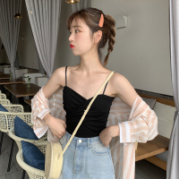 波迷娜(BOMINA)网红美背夏季心机小吊带性感百搭交叉美背吊带背心女外穿夏季白色裹胸上衣性感抹胸内搭短款打底衫色 均码