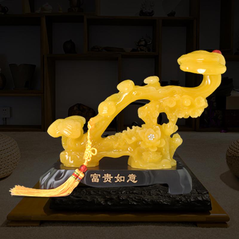 美帮汇富贵如意摆件新房乔迁礼品新中式书房电视柜室内家居工艺玉装饰品高清大图