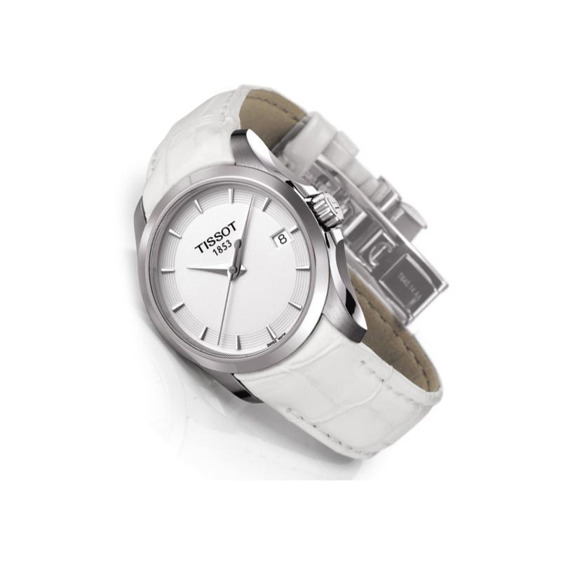 Tissot 天梭 库图系列 白盘皮带女士手表石英表 女表T035.210.16.011.00