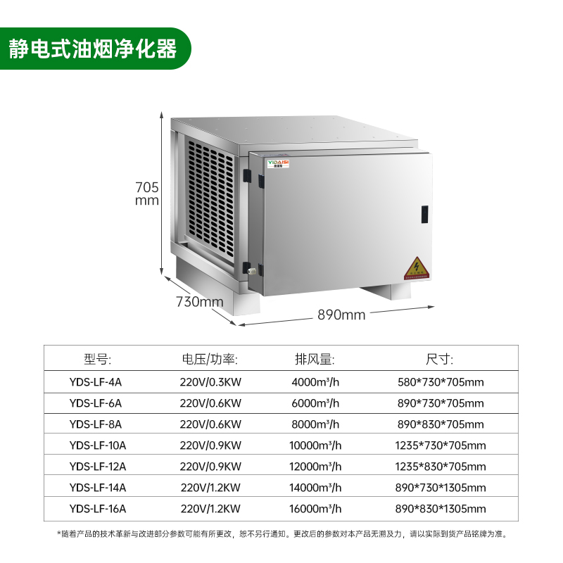 意黛斯 商用油烟净化一体机 商用不锈钢烟罩抽油烟机低空大吸力油烟净化器 油烟净化器6000风量YDS-LF-6A高清大图