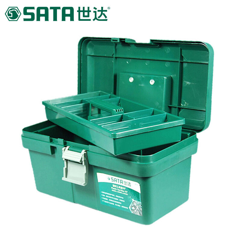 世达(SATA) 16英寸塑料工具箱 多功能维修箱手提箱 400x225x203mm 95162