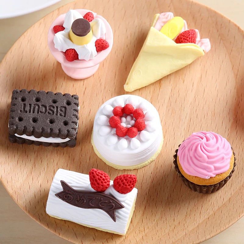 日本eraser岩泽卡通动物造型食物橡皮仿真蛋糕趣味橡皮装饰