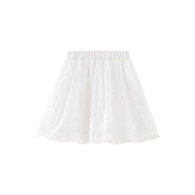 [2件2折价:36]moomoo童装女童裙装夏季新款梭织通花绣女中童半裙 亮白色 130/56