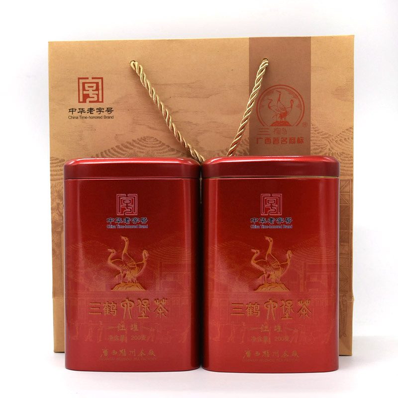 [中华老字号]三鹤六堡茶 广西梧州茶厂 红罐 200g 特级黑茶散茶熟茶广西特产 单罐(无手提袋)买2罐送手提袋