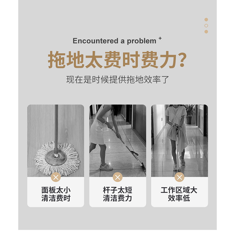 干湿两用不锈钢平板拖把尘推拖布地拖家用吸水拖布拖把送原装布