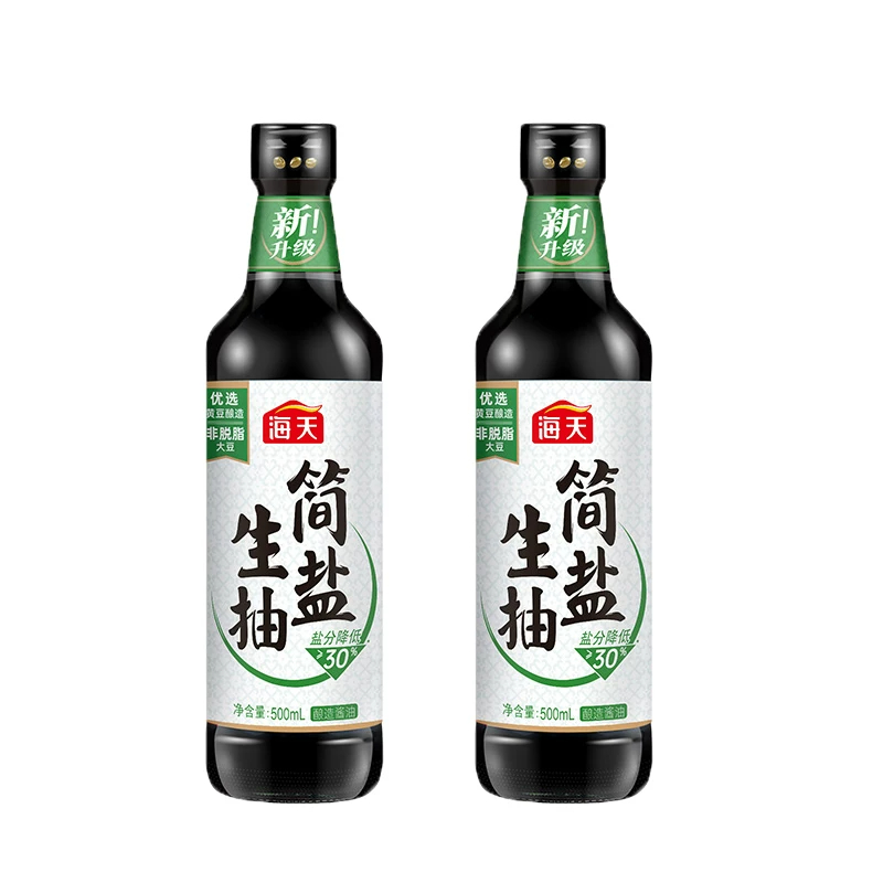 海天薄盐生抽500ml×2瓶装一级酿造酱油减盐家用凉拌炒菜高清大图