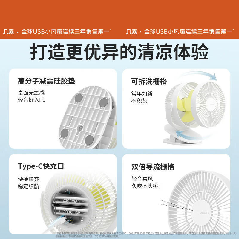 几素夹子摇头风扇Clip Fan Life1 Plus(FA18S)-4000mAh随机颜色高清大图