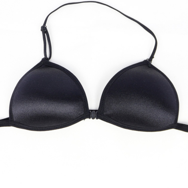 suntek比基尼文胸挂脖子前扣光面无托三角内衣温泉游泳走秀内衣胸罩