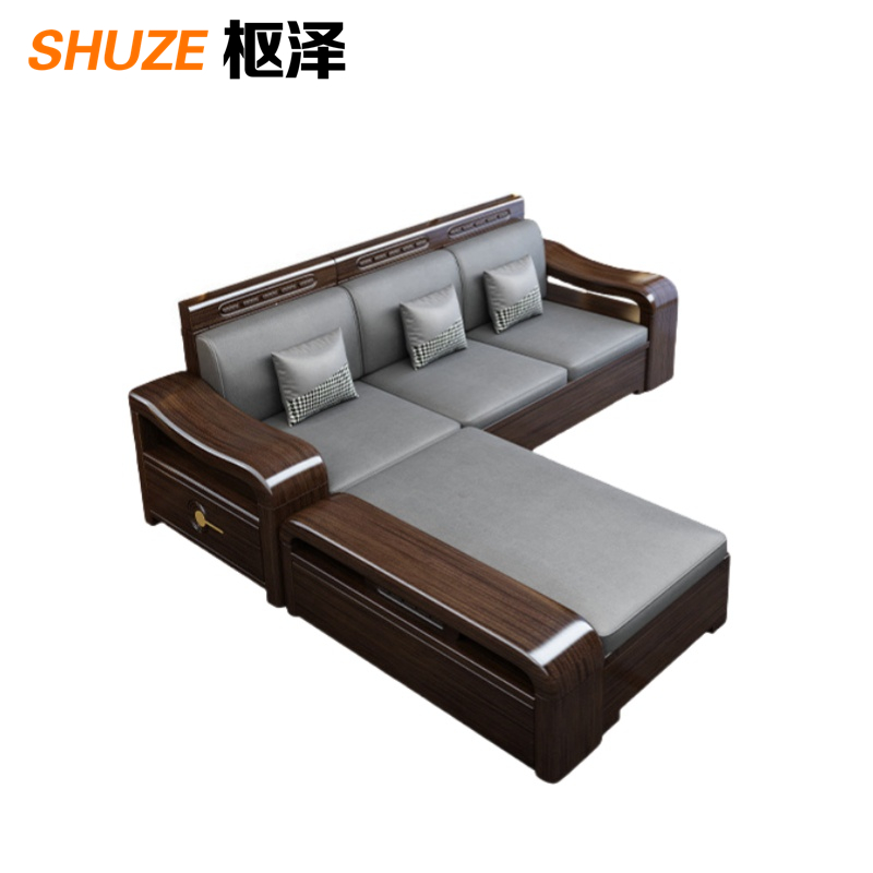 枢泽 沙发组合 三人位+贵妃榻 套高清大图