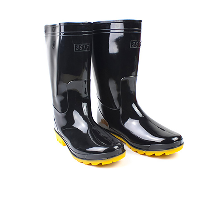 耐嘉(NAI JIA) 3517 中筒防水不易滑耐磨牛筋底雨鞋黑色 1双高清大图