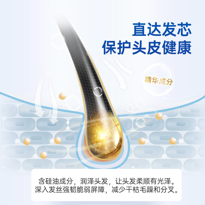 威露士(Walch)丰盈精油凝萃金装洗发水300ml氨基酸温和配方深层滋润保护头皮健康高清大图