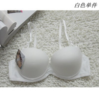 可莉允半罩杯聚拢性感文胸无肩带防滑上托隐形两排扣小胸美背厚内衣白色胸罩