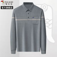 啄木鸟男士真口袋翻领上衣2025春季新款长袖t恤中年爸爸装POLO衫C