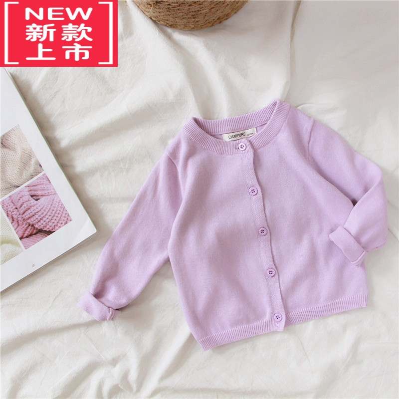 可莉允针织宝宝红色衣服开衫毛衣女 洋气男女童宝宝线毛衣外套薄款