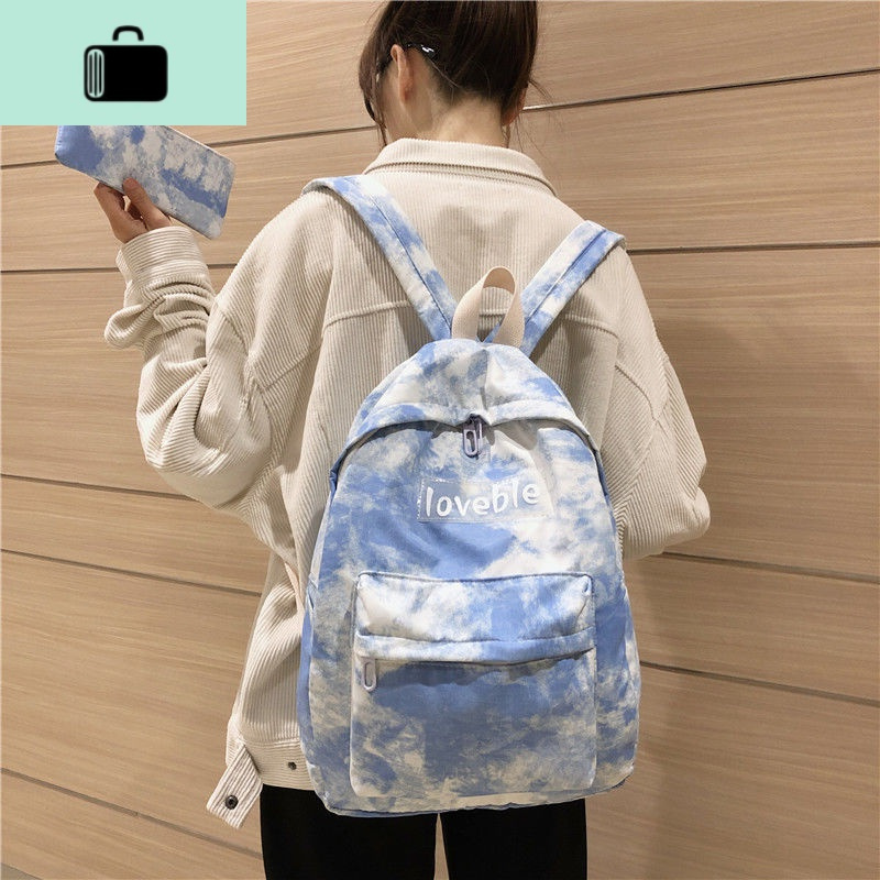 ins风防水书包女学生韩版初中高中少女心牛津布双肩包 大容量背包NEW LAKE