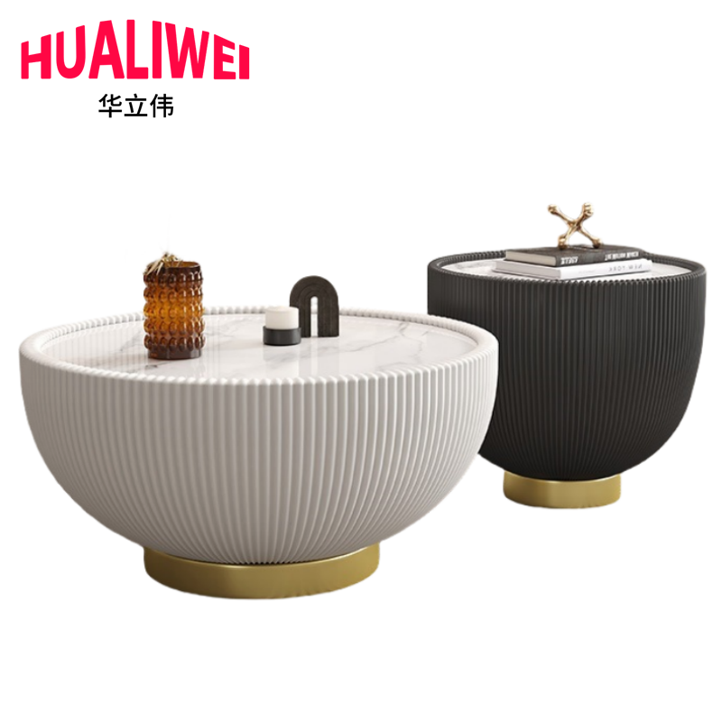 华立伟茶几岩板茶几73cm套高清大图