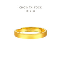 周大福素圈实心黄金戒指情侣款女戒生日礼物(工费:280计价)EOF1426