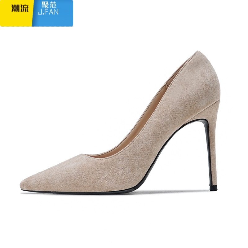 聚范2024春季新款百搭黑色高跟鞋女细跟10cm性感欧美法式少女小单鞋