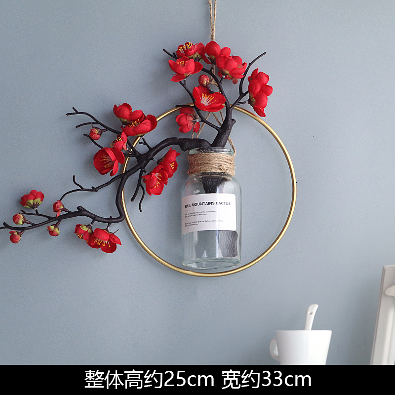 新中式电视背景墙面装饰小挂件客厅沙发墙面创意梅花挂饰玄关壁饰 三维工匠 浅棕色圆方角三套壁饰