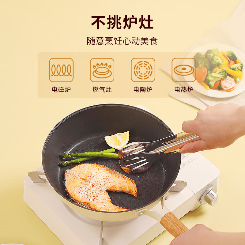 三禾 不粘锅煎蛋煎饼多功能煎锅手柄拆卸平底炒菜锅少烟28cm LJ28T8高清大图