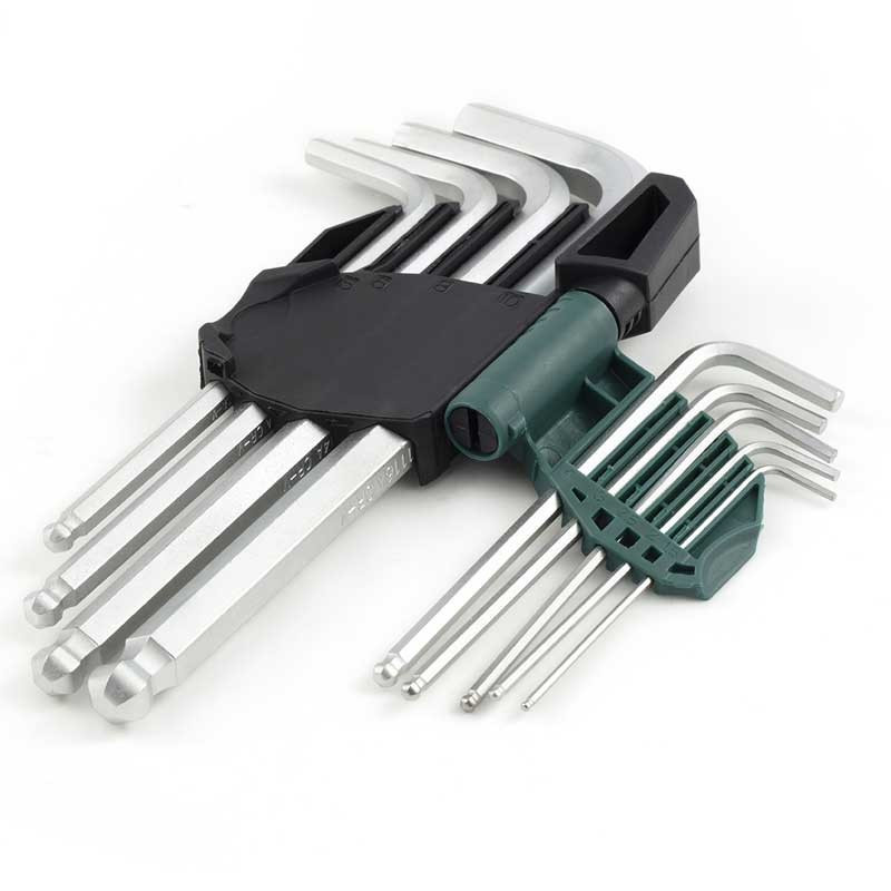 世达(SATA)工具9件铬钒钢加长球头内六角扳手组套 09105A 1套