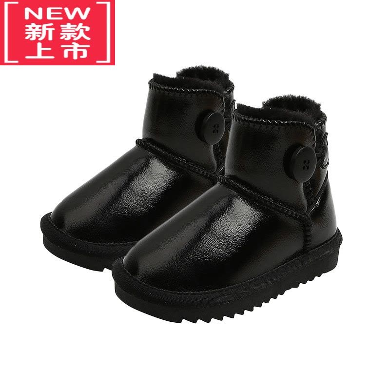 可莉允儿童雪地靴男女纽扣款短款加厚学步靴宝宝可爱短靴棉靴图片