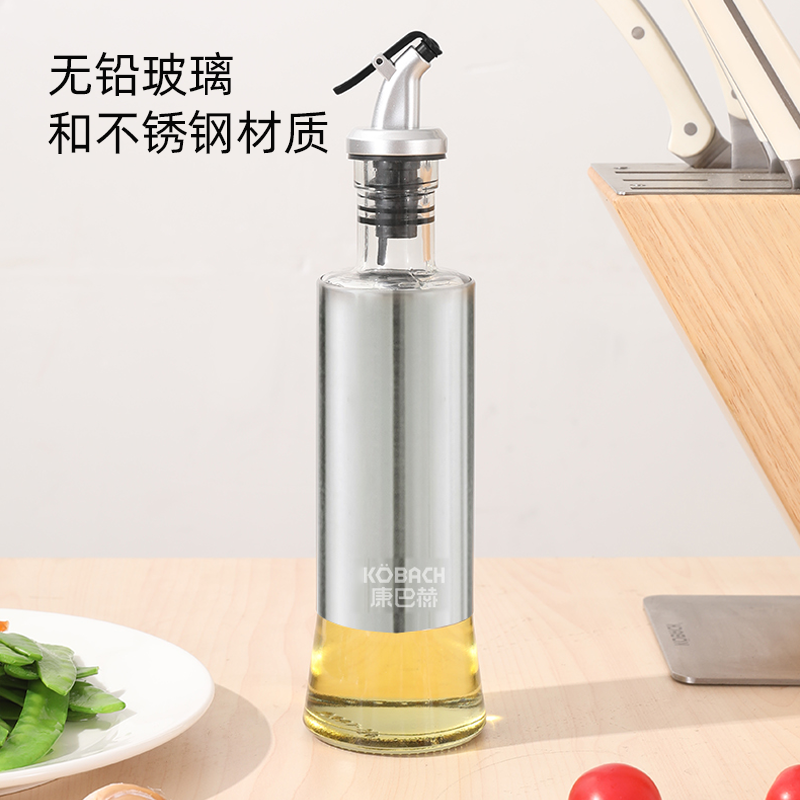康巴赫油壶300ml按压式玻璃防漏玻璃油壶防漏油罐KZP-Y300高清大图