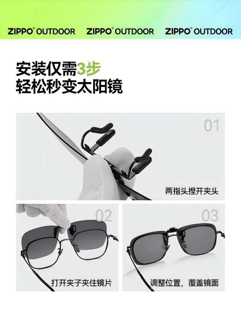 ZIPPO美国近视偏光太阳镜夹片开车驾驶专用便携翻转式男女墨镜806新 806-C1高清大图