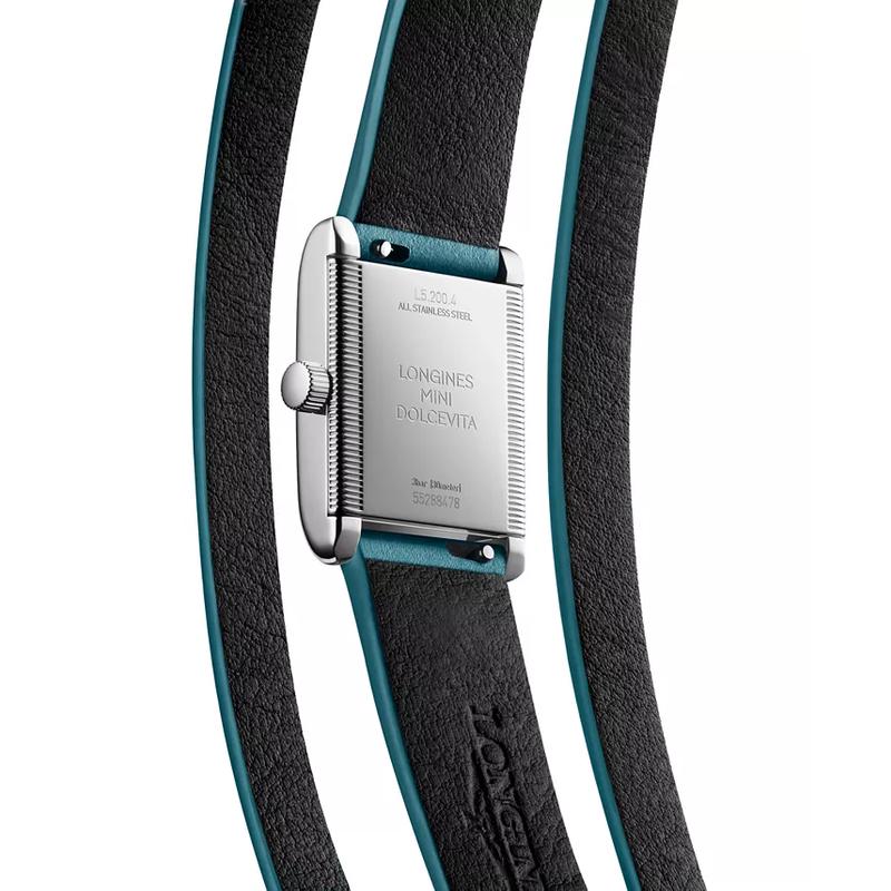 Longines/浪琴女士石英防水瑞士皮质三排扣矩形石银表盘腕表高清大图