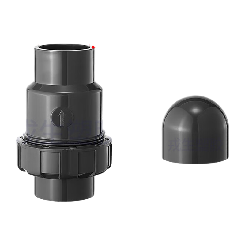 鸣固  UPVC球型止回阀单向阀水管立式逆止流水阀中间阀工业PVC管件配件 DN80(内径90mm)半球款高清大图