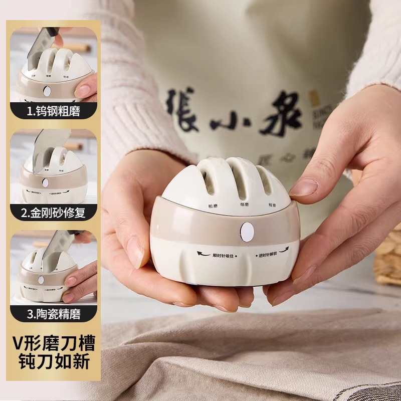 张小泉吸盘磨刀石家用快速磨刀神器手动专业开刃固定工具新款8138高清大图