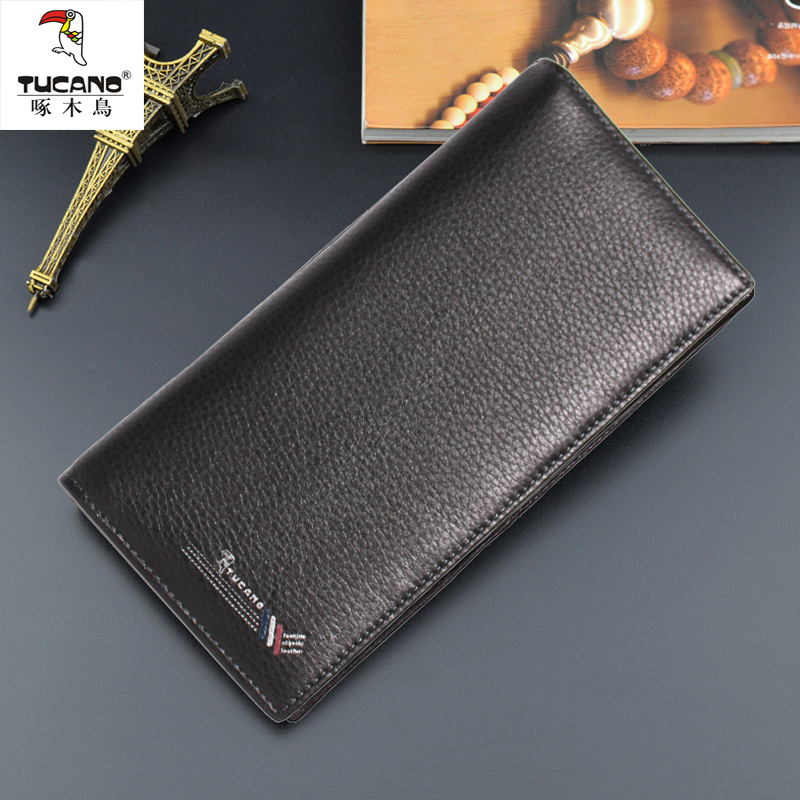 啄木鸟手提包钱包男短长款皮夹商务卡包手包男士钱夹牛皮学生薄款卡包