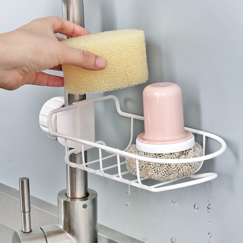 水龙头置物架厨房抹布沥水架家用免打孔洗碗布收纳水水池收纳架收纳层架 三维工匠高清大图