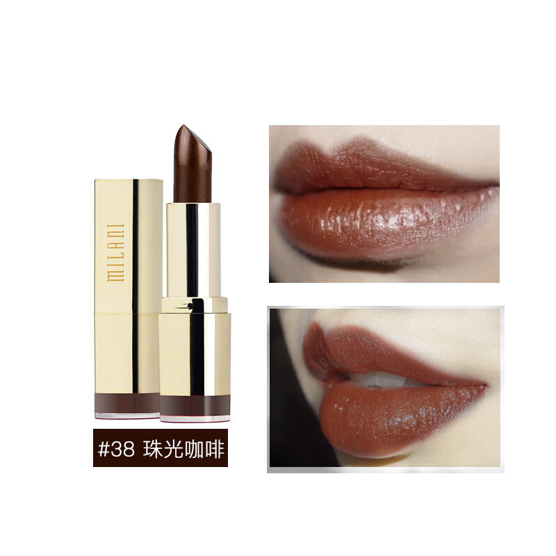 MILANI 超显色滋润持久口红唇膏(奶油系列)小金管 #38珠光咖啡 美国进口