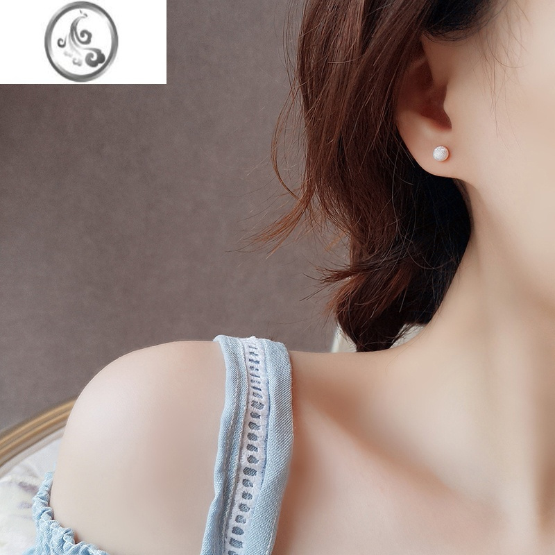 jimi银银豆豆耳钉女2023新款洋气养耳洞耳骨钉耳饰高级感磨砂耳环银饰