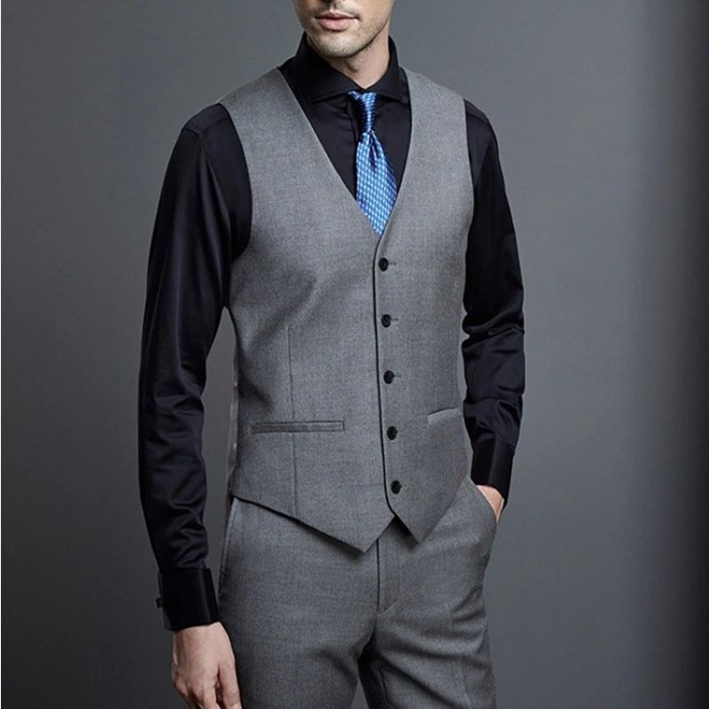 海澜之家(HLA)马甲修身商务职业装背心坎肩灰色 44码高清大图