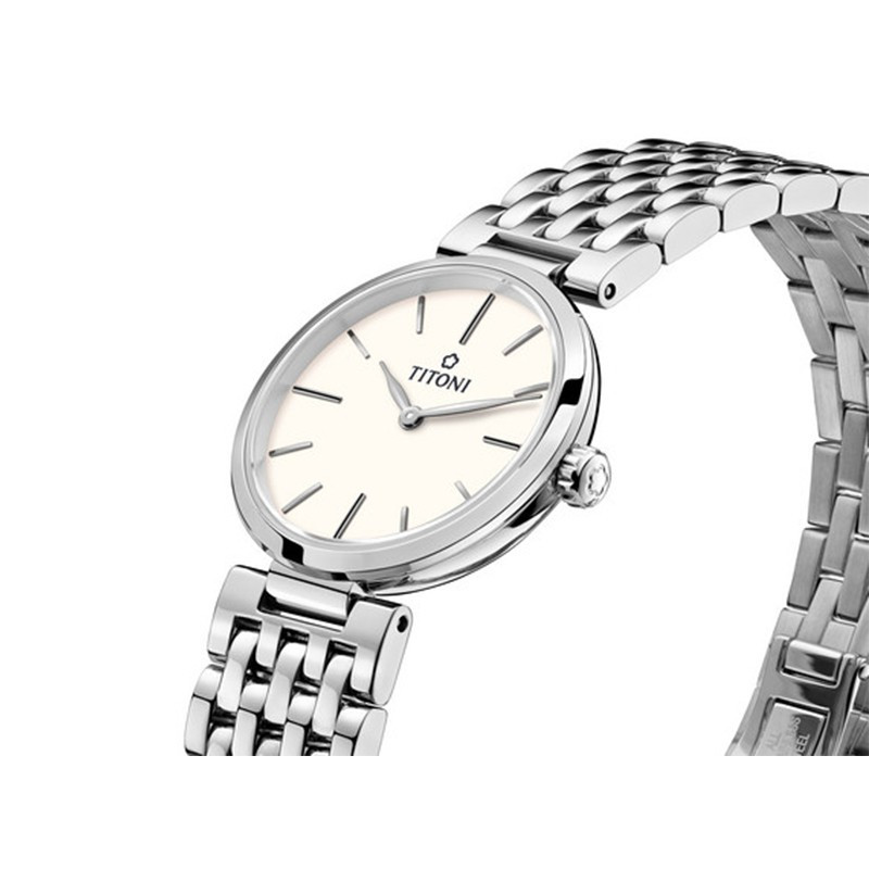titoni梅花手表纤薄系列针扣时尚女表石英表瑞士tq42718s606