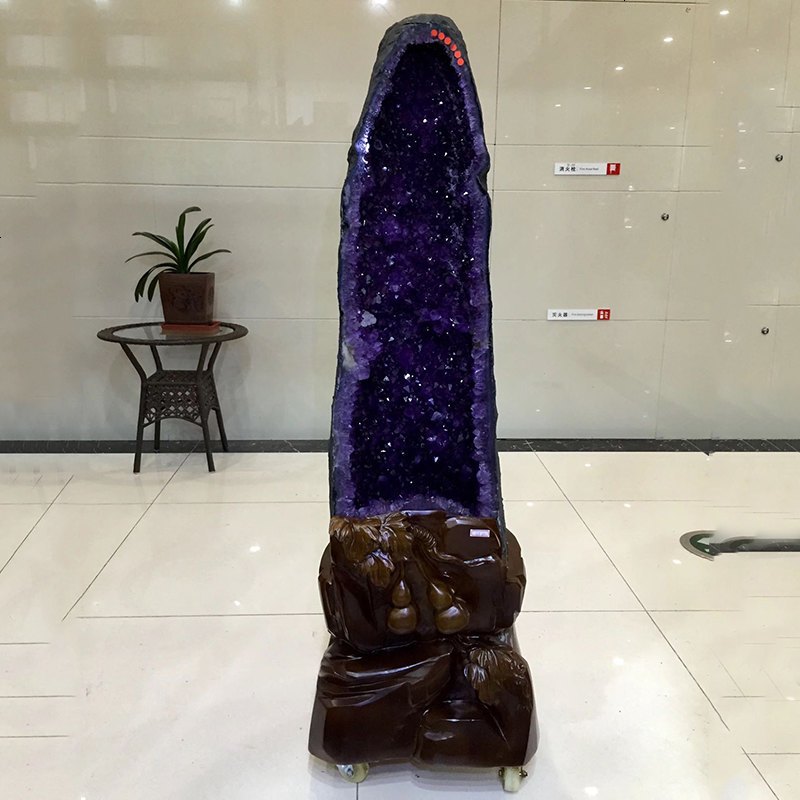 紫晶洞摆件 水晶洞 乌拉圭聚宝盆天然原石玄关镇宅居家办公钱袋子