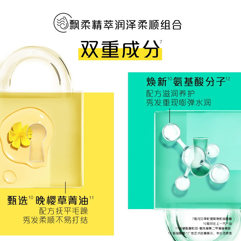 飘柔精萃润泽洗发水焗油精油润养柔顺洗发露改善干枯毛躁控油洗发液 400g