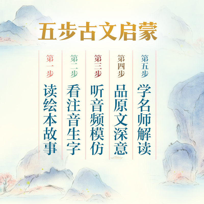 跟着绘本学古文 第六辑 [正版]跟着绘本学古文 第六辑 将进酒 核舟记 晏子使楚 陈太丘与友期行 课外阅读古诗词古文文言
