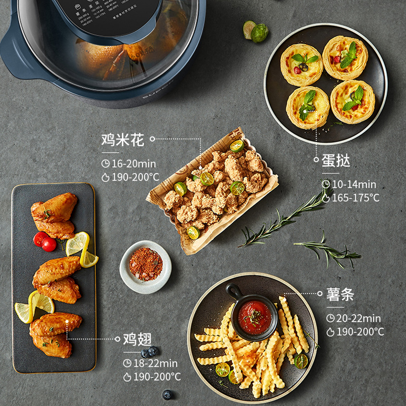 苏泊尔(SUPOR)空气炸锅 环形可视天窗5L 孔雀蓝 KJ50DQ75高清大图