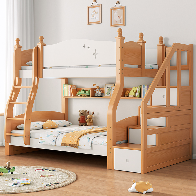 床实木衣柜子母床高低床成人床大人床成年床多功能母子床上下铺木床