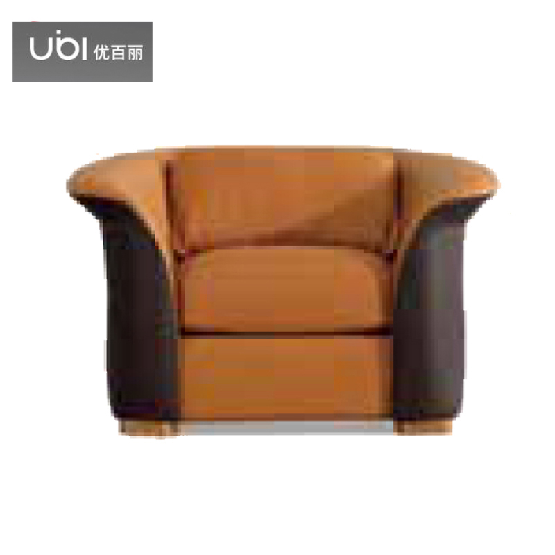 优百丽 F-1825 办公室沙发 办公家具 会客接待 现代简约家具 颜色尺寸可定制 单人位（棕色西皮）