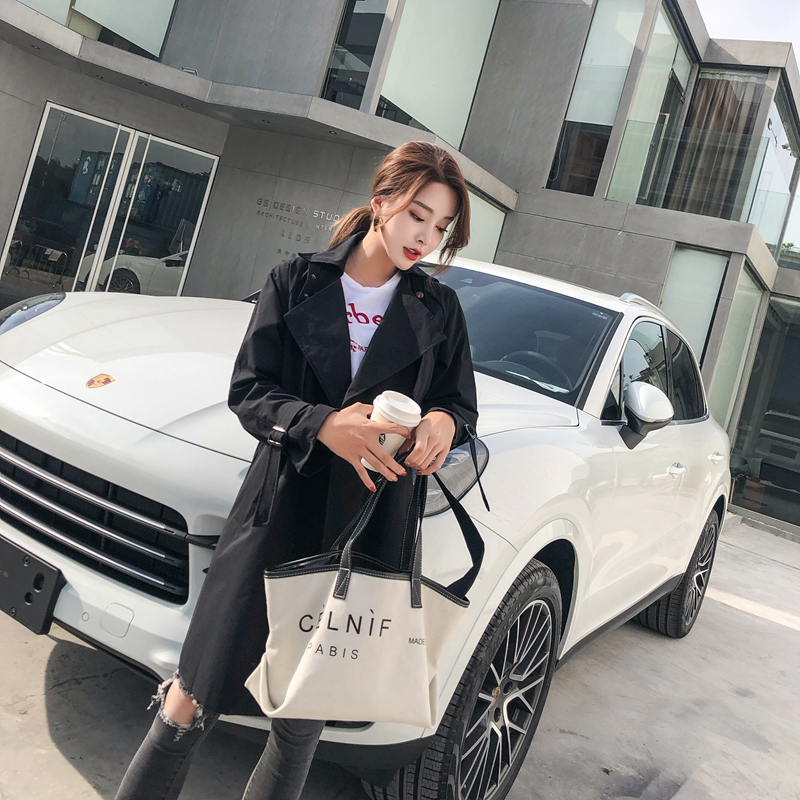 无畏衣衣2020新品宽松休闲秋装矮个子女士chic风衣外套纯色绑带小个子中长款大衣
