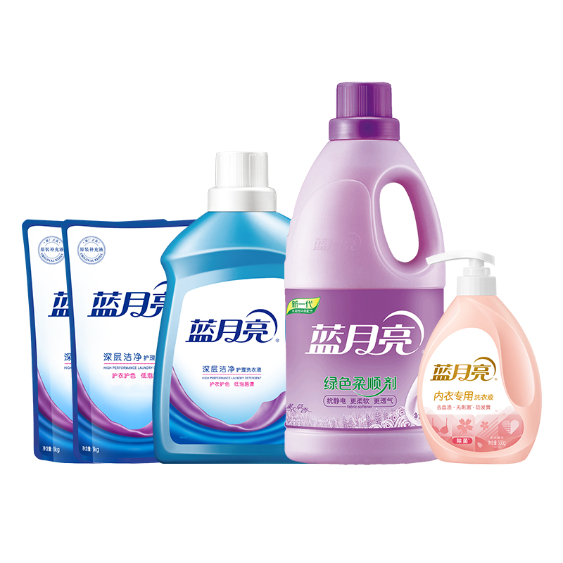 蓝月亮衣物洁净护理组合:洁净薰衣草2kg+洁净薰衣草1kg*2+内衣洗500g+柔顺剂2kg