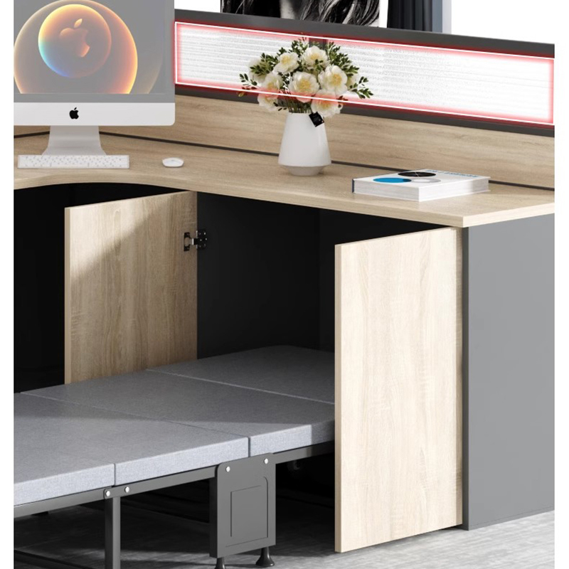 铭羽洋办公桌单人位带床柜套高清大图